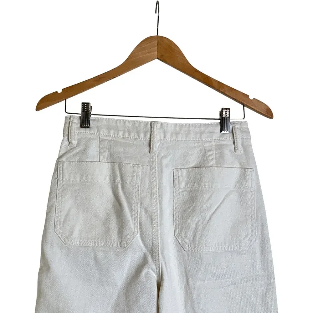 Quince Organic Cotton Wide Leg Crop Pants Ivory Size 26 NWT